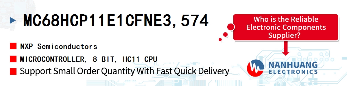 MC68HCP11E1CFNE3,574 NXP MICROCONTROLLER, 8 BIT, HC11 CPU
