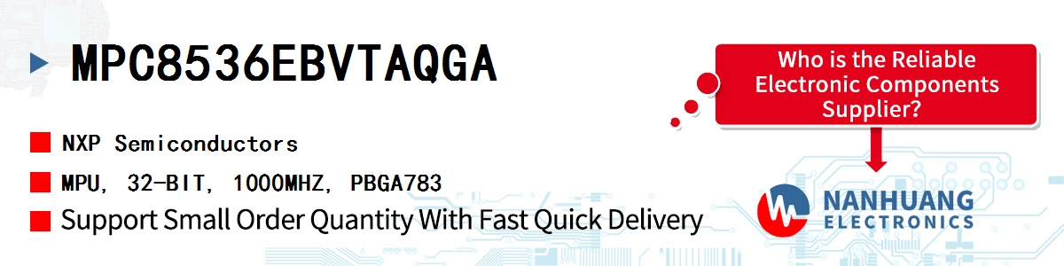 MPC8536EBVTAQGA NXP MPU, 32-BIT, 1000MHZ, PBGA783